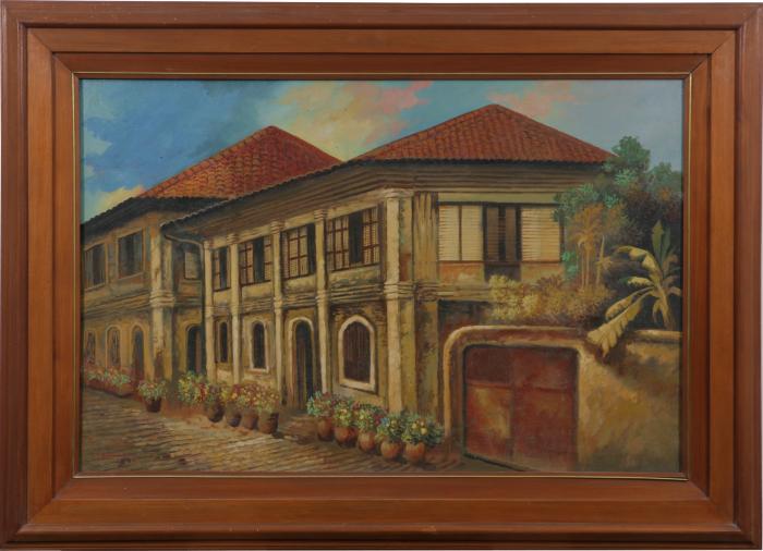 Untitled (Spanish Houses with Potted Plants)